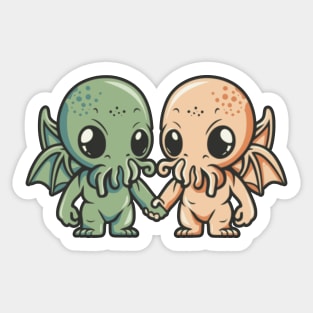 Cthulove - Cthulhus holding hands - Valentine Cthulhu #4 Sticker